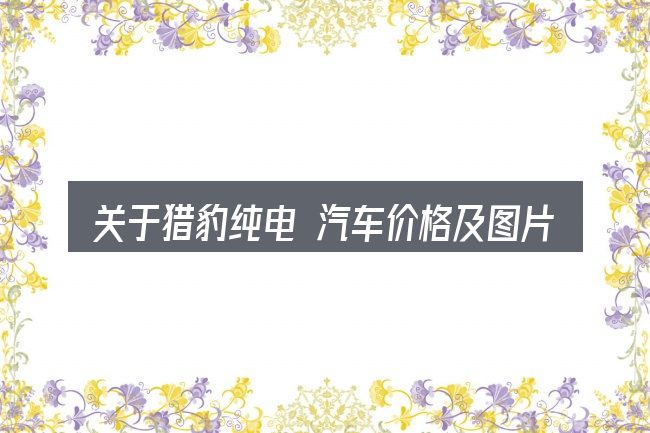 关于猎豹纯电 汽车价格及图片,大家最常问的几个问题
