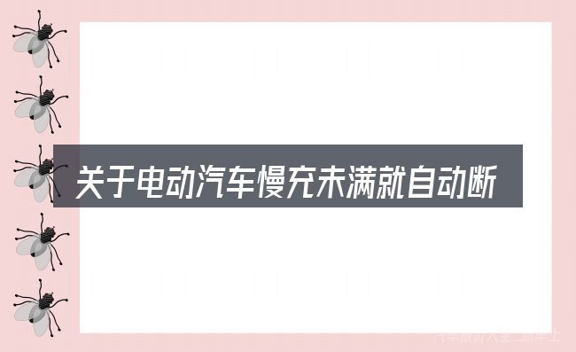 关于电动汽车慢充未满就自动断电的原因的几个常见误区