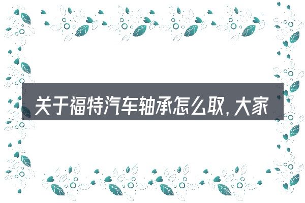 关于福特汽车轴承怎么取,大家最常问的几个问题