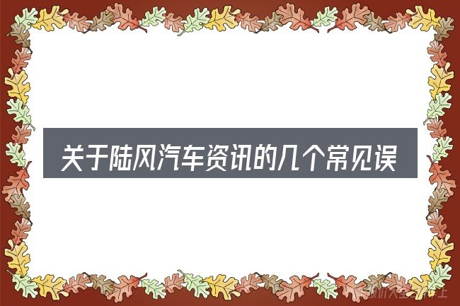 关于陆风汽车资讯的几个常见误区