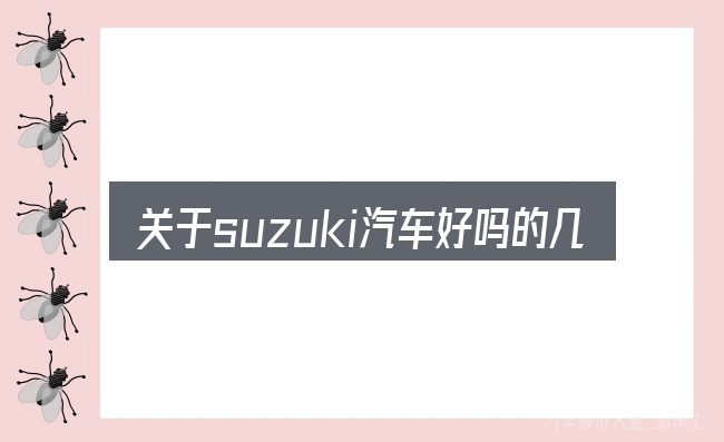 关于suzuki汽车好吗的几个常见误区