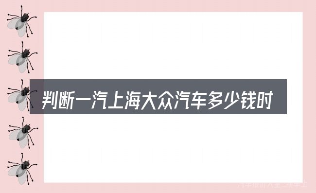 判断一汽上海大众汽车多少钱时该关注什么