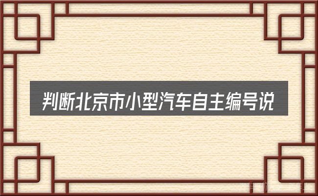 判断北京市小型汽车自主编号说明时该关注什么
