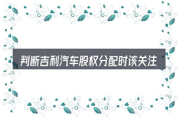 判断吉利汽车股权分配时该关注什么