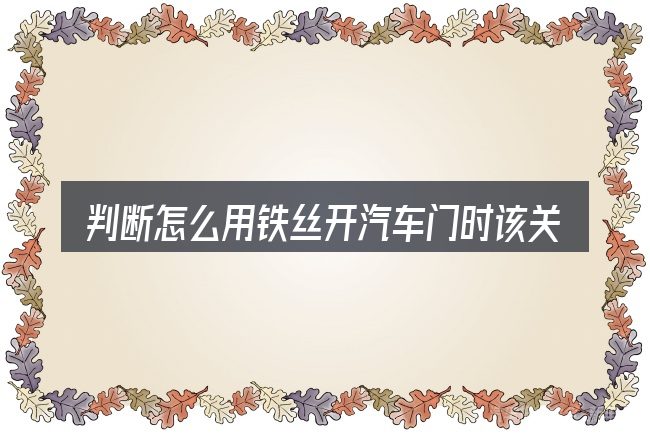 判断怎么用铁丝开汽车门时该关注什么