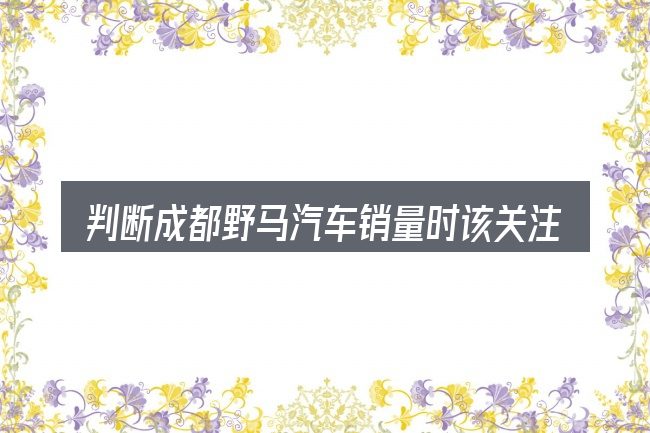 判断成都野马汽车销量时该关注什么