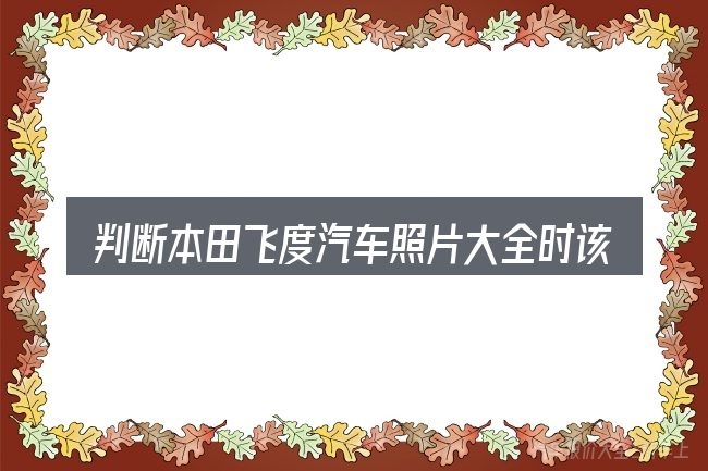 判断本田飞度汽车照片大全时该关注什么