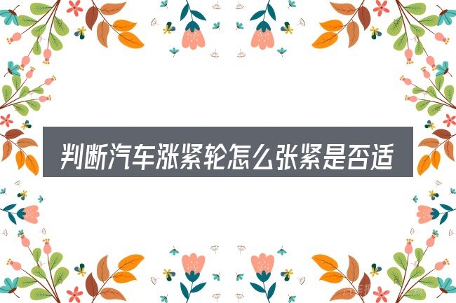 判断汽车涨紧轮怎么张紧是否适用的几个信号