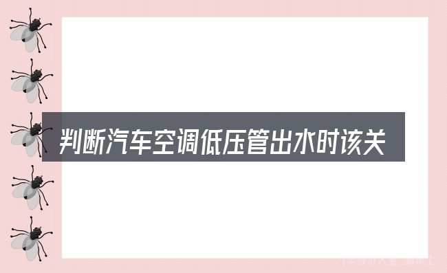 判断汽车空调低压管出水时该关注什么