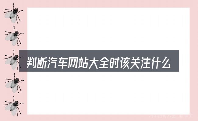 判断汽车网站大全时该关注什么