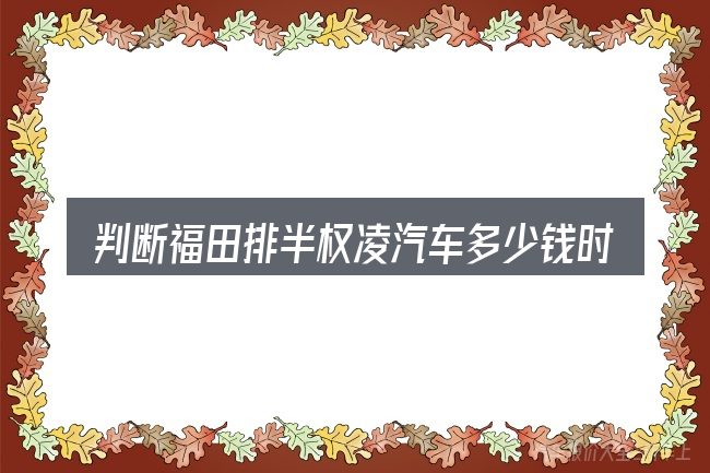 判断福田排半权凌汽车多少钱时该关注什么