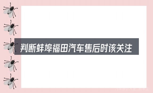 判断蚌埠福田汽车售后时该关注什么