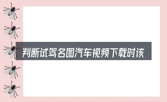 判断试驾名图汽车视频下载时该关注什么