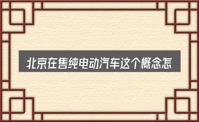 北京在售纯电动汽车这个概念怎么理解