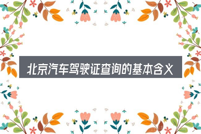 北京汽车驾驶证查询的基本含义与边界