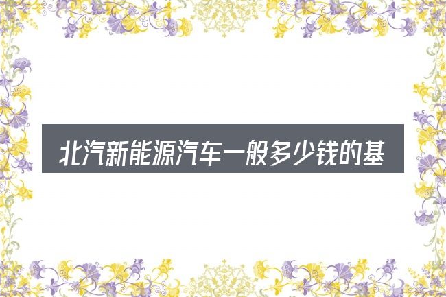 北汽新能源汽车一般多少钱的基本含义与边界