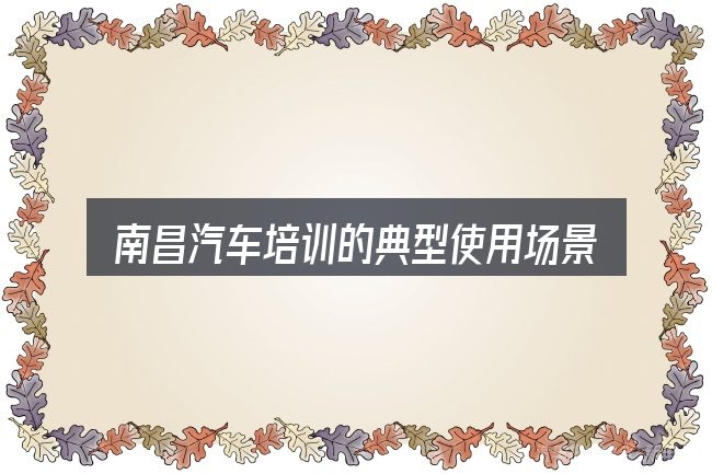 南昌汽车培训的典型使用场景