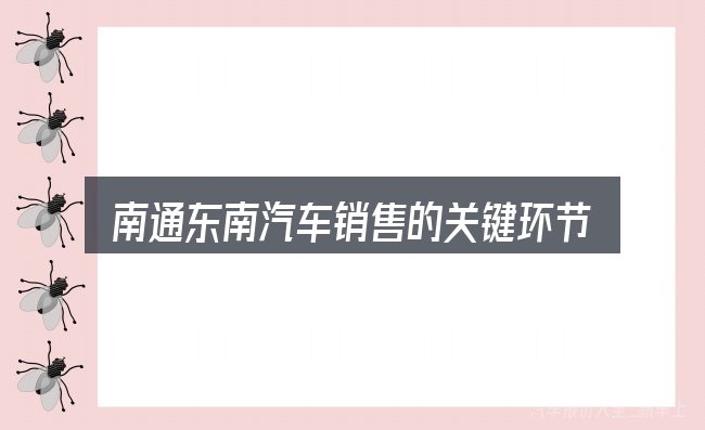 南通东南汽车销售的关键环节