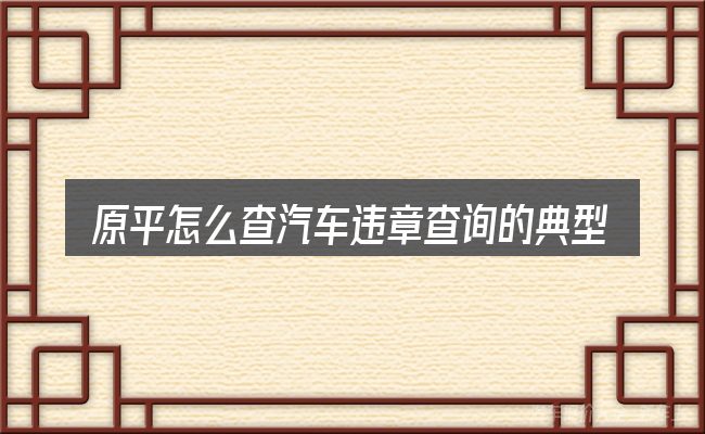 原平怎么查汽车违章查询的典型使用场景