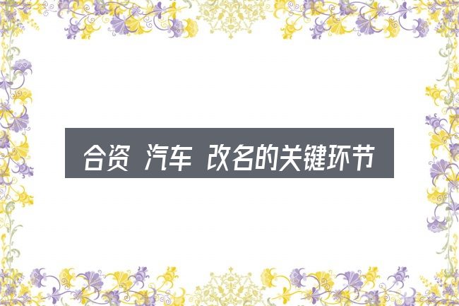 合资 汽车 改名的关键环节