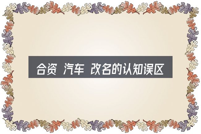 合资 汽车 改名的认知误区