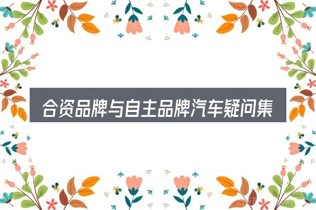 合资品牌与自主品牌汽车疑问集中回答