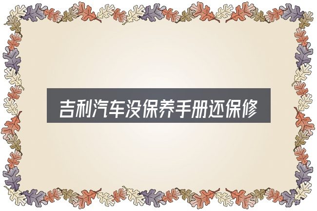 吉利汽车没保养手册还保修吗，把标准对齐就好办了