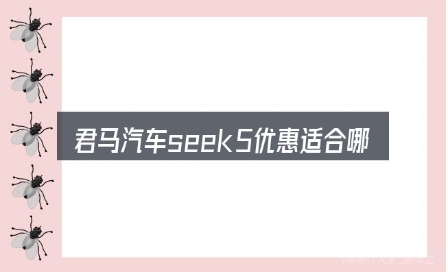 君马汽车seek5优惠适合哪些场景