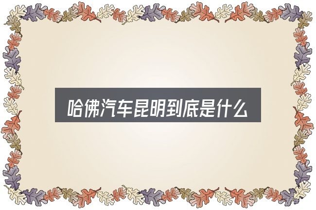哈佛汽车昆明到底是什么