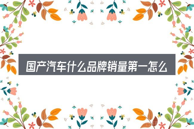 国产汽车什么品牌销量第一怎么选才不容易出错