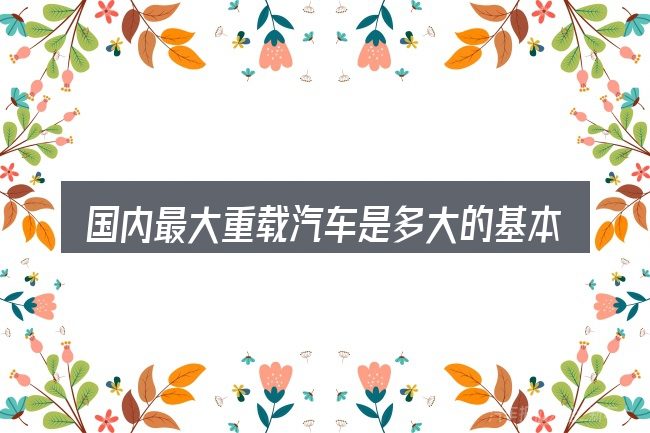 国内最大重载汽车是多大的基本含义与边界