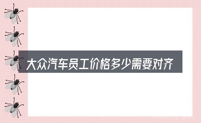 大众汽车员工价格多少需要对齐的几件事