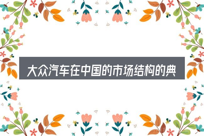 大众汽车在中国的市场结构的典型使用场景