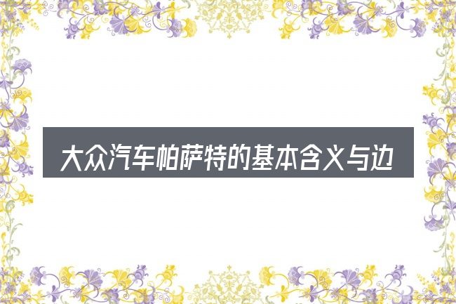 大众汽车帕萨特的基本含义与边界
