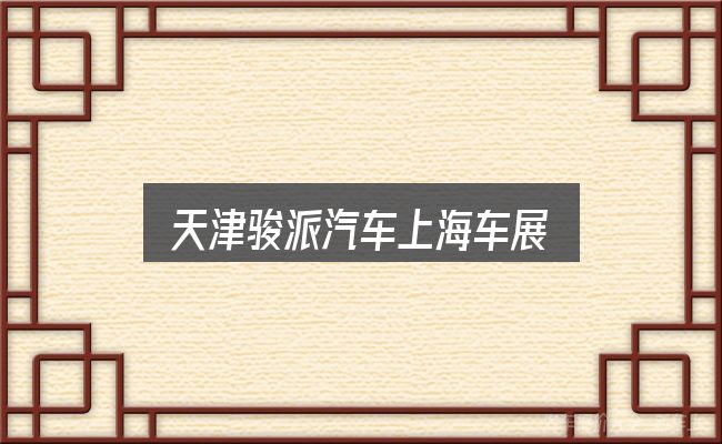 关于天津骏派汽车上海车展，判断标准与取舍思路