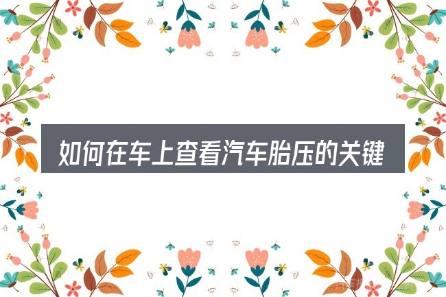 如何在车上查看汽车胎压的关键环节