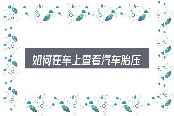 如何在车上查看汽车胎压，保养与后期花费的真实情况
