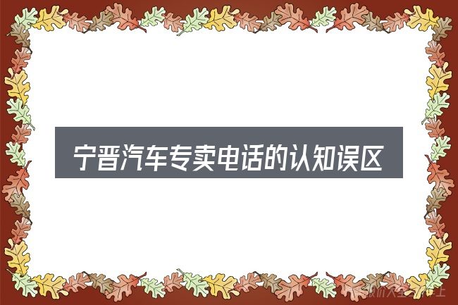 宁晋汽车专卖电话的认知误区