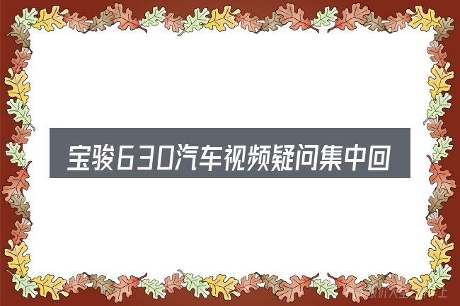 宝骏630汽车视频疑问集中回答