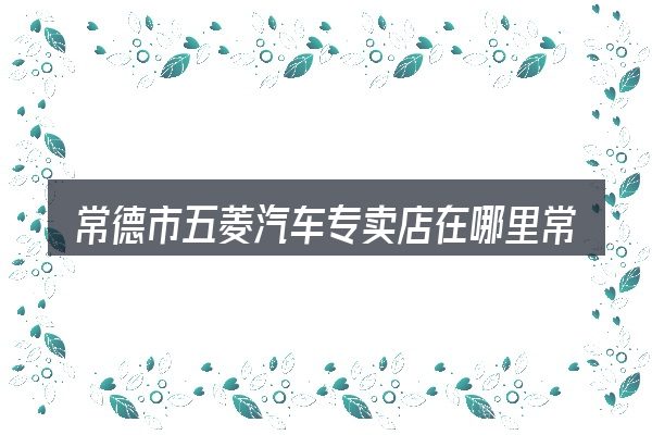 常德市五菱汽车专卖店在哪里常见问题解答