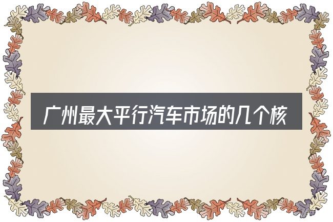 广州最大平行汽车市场的几个核心要点