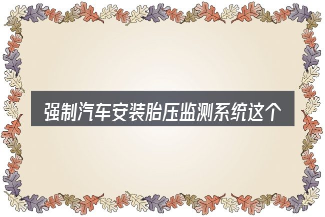 强制汽车安装胎压监测系统这个概念怎么理解