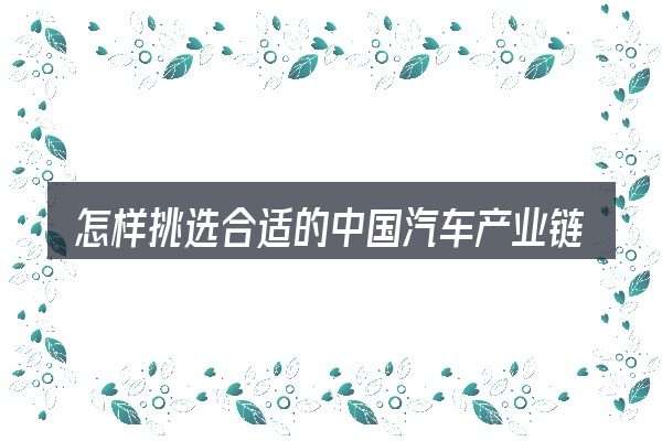 怎样挑选合适的中国汽车产业链市场协同拓展