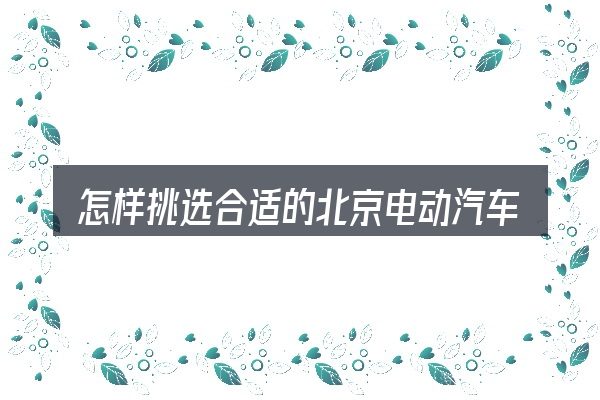 怎样挑选合适的北京电动汽车