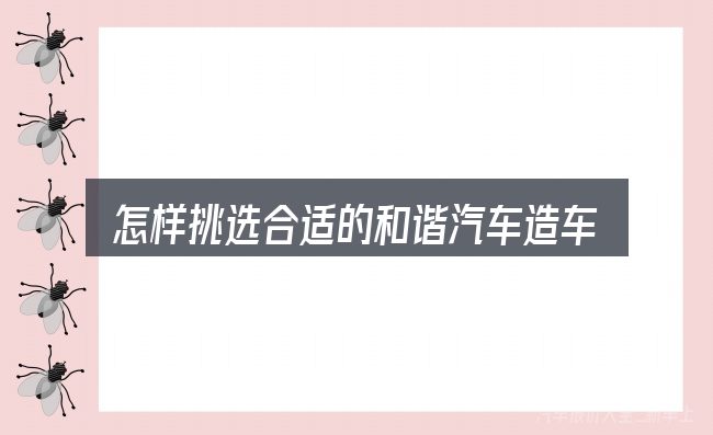 怎样挑选合适的和谐汽车造车