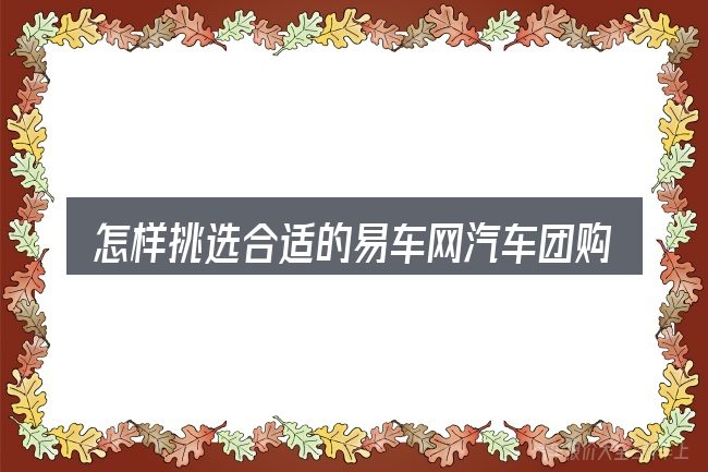 怎样挑选合适的易车网汽车团购靠谱吗