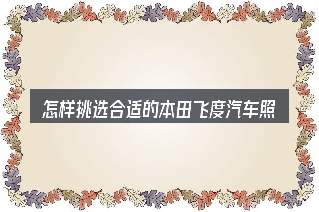 怎样挑选合适的本田飞度汽车照片大全