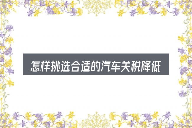 怎样挑选合适的汽车关税降低 兰博基尼