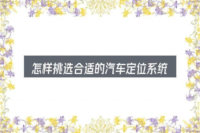 怎样挑选合适的汽车定位系统