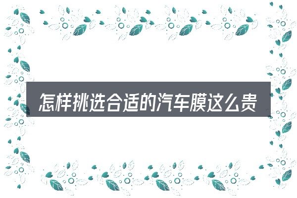 怎样挑选合适的汽车膜这么贵